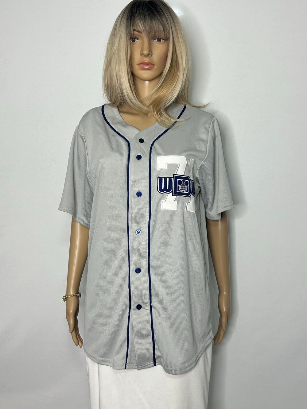 Disney Parks Walt Disney World 71 Baseball Jersey Gray Embroidered Size Small